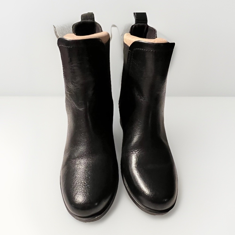 Clarks‎ Black Leather Chelsea Ankle Boots Block Heel Womens 5.5 M 261439404030